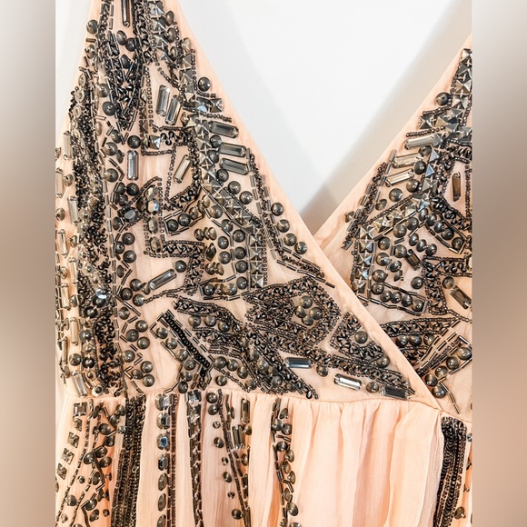 NWT Free People Cassiopeia Beaded Mini Dress in Peach, Size 10 - Picture 7 of 11